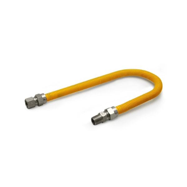 Flextron Gas Line Hose 5/8'' O.D.x24'' Len 1/2" FIPxMIP Fittings Yellow Coated Stainless Steel Flexible FTGC-YC12-24C - main